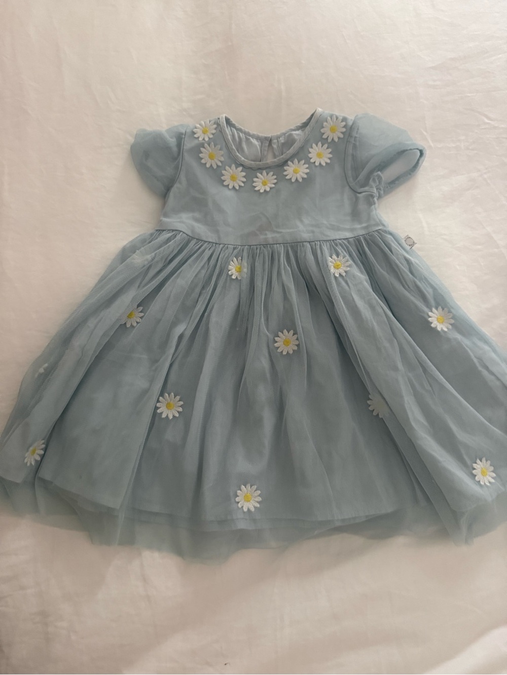 Stella McCartney Pale Blue Daisy Appliqué Tulle Dress
